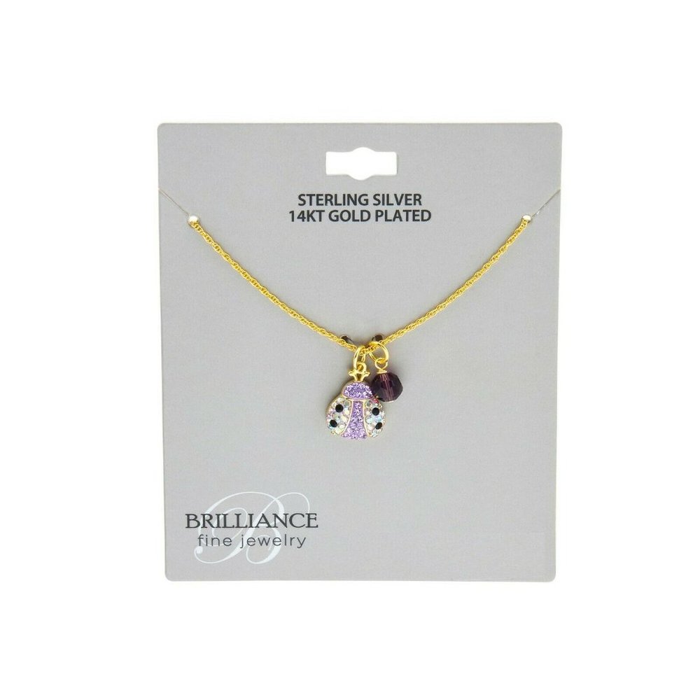 Brilliance Fine Jewelry 14KT over Sterling Crystal Ladybug Necklace